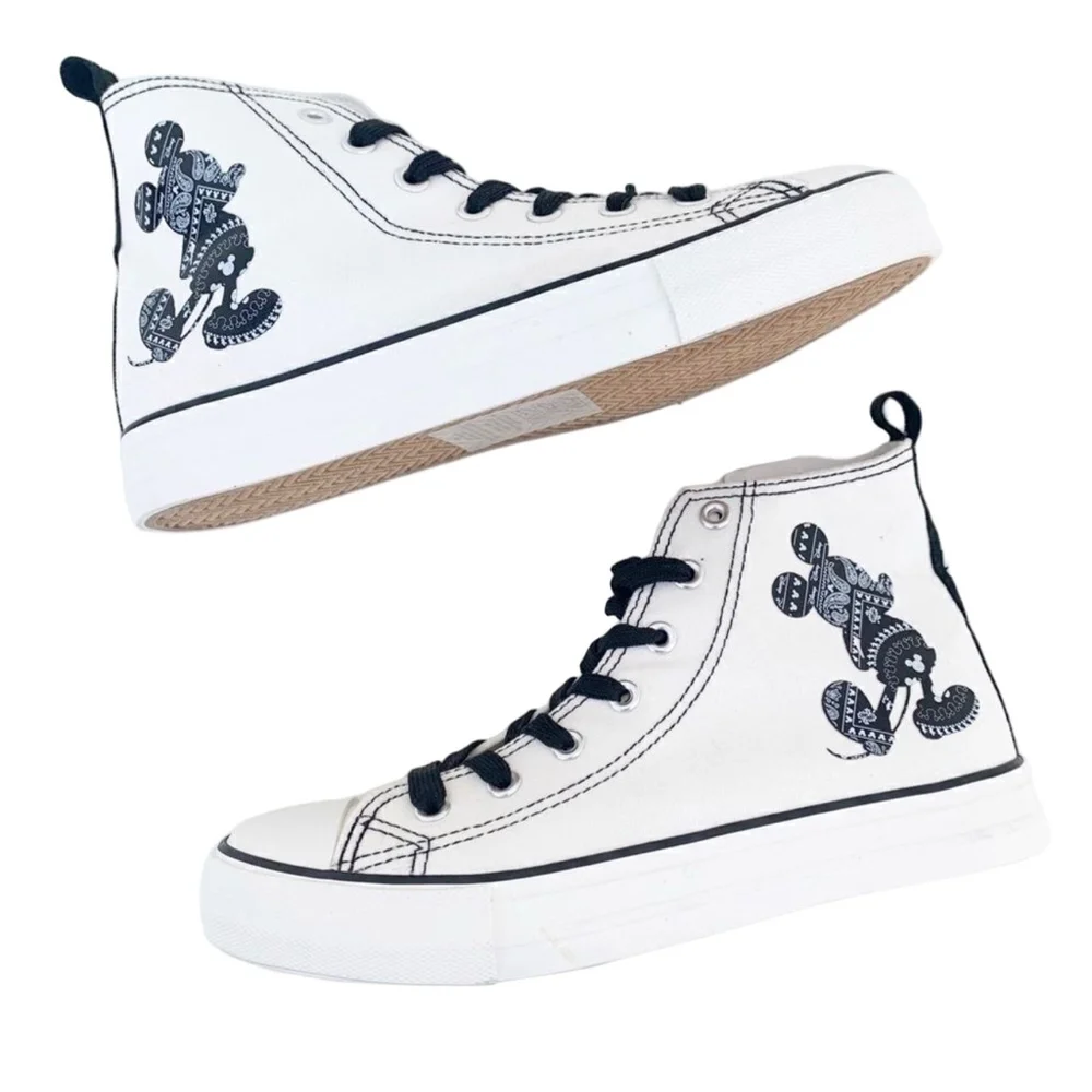 Disney Mickey Mouse White High-Top Sneakers Women’s 8 & 9 - Picture 6 of 12